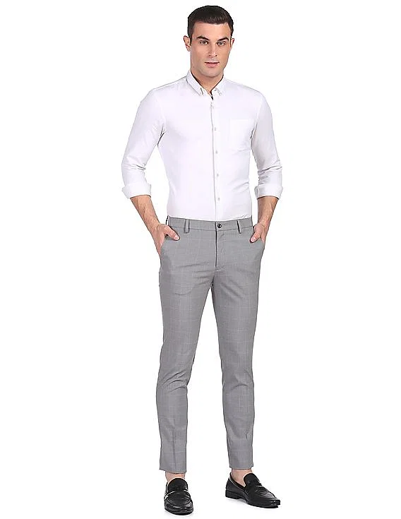 Buy Arrow Charcoal Grey Regular Fit Trousers for Mens Online  Tata CLiQ